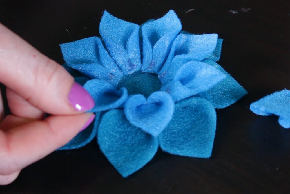 No Sew Felt Flower DIY Tutorial - Glue the flower together