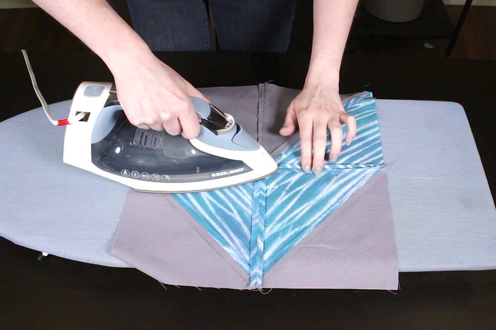 How to Make a Herringbone Quilt - Iron open seam