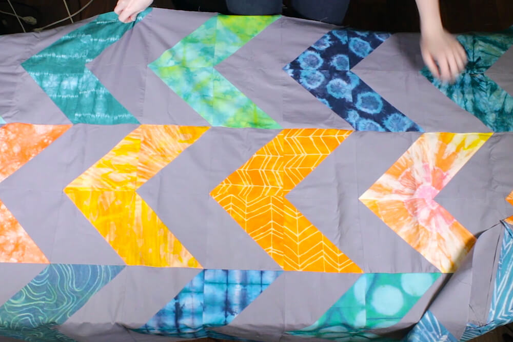 How to Make a Herringbone Quilt - Complete the front of the quilt