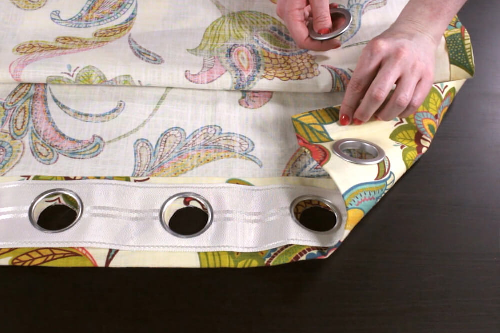 No Sew Grommet Curtains Tutorial - Step 3: Attach the grommets