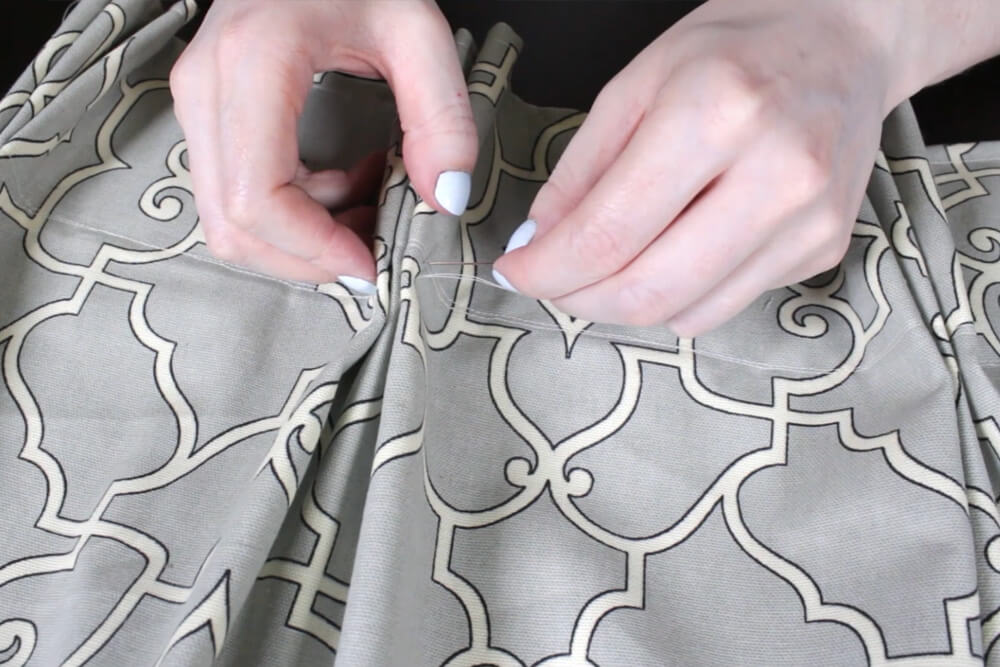 How To Make Pleated Curtains with Pleat Tape & Hooks - Step 5: Tack the pleats (optional)