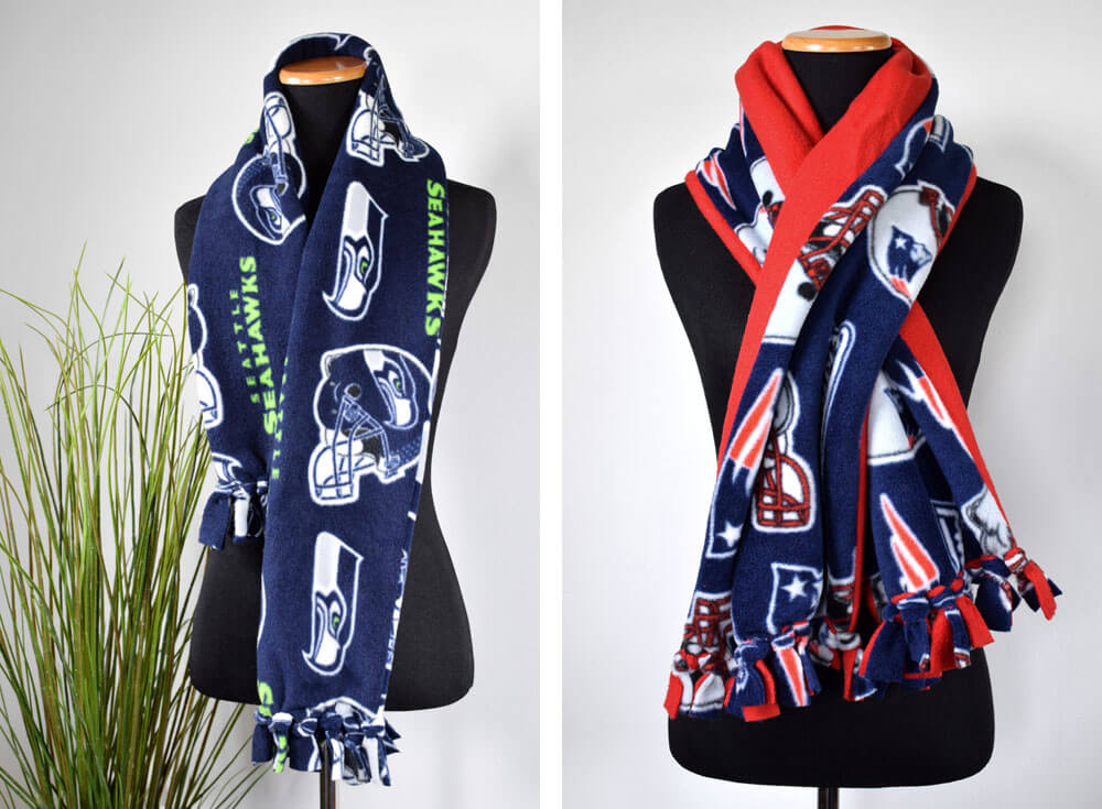 How To Make a Fleece Scarf - Seahawks and Patriots