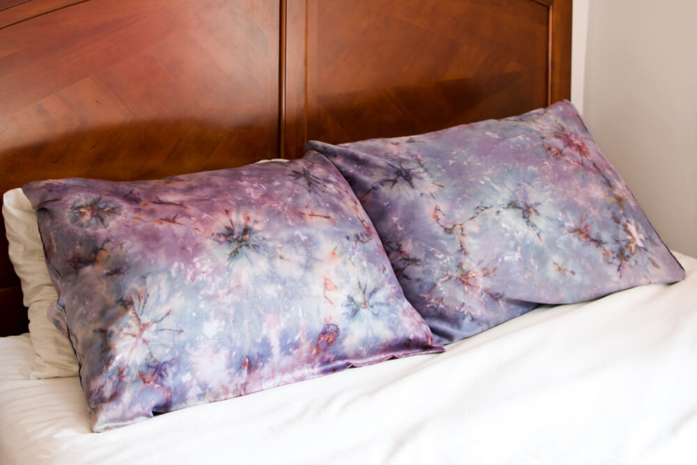 Ice Dyeing Results - Cathy's pillowcases