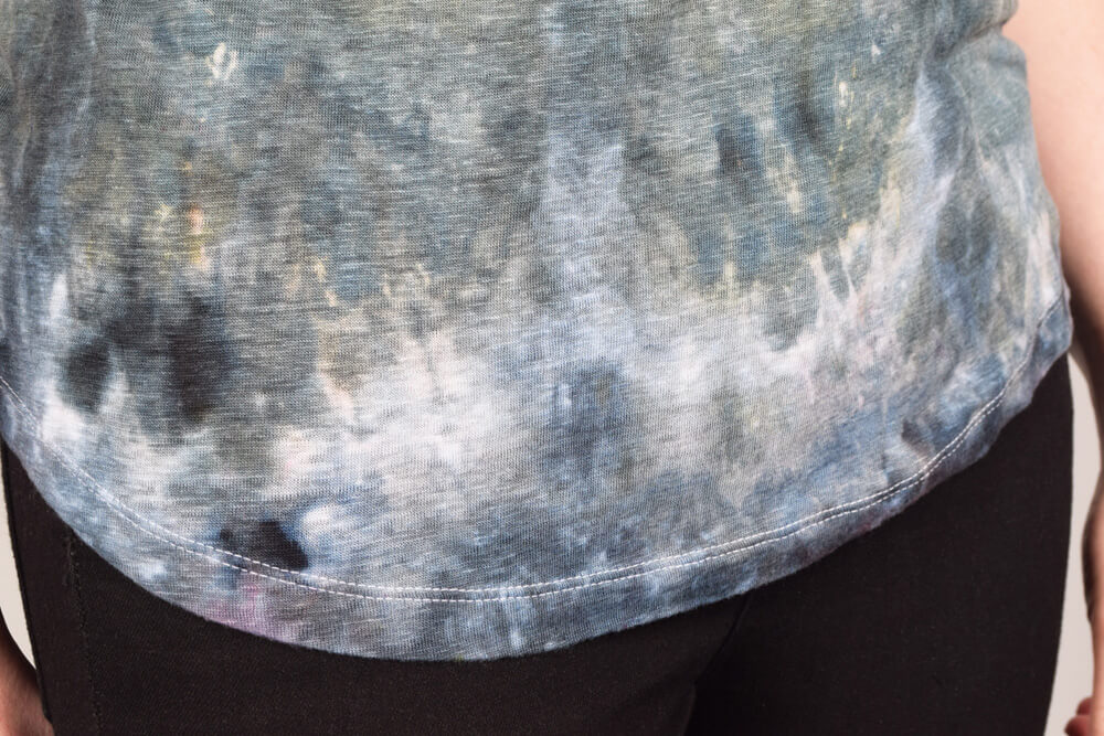 Ice Dyeing Results - Clara's shirt, close