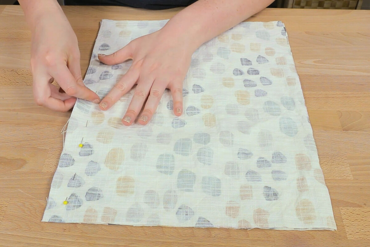 Pin your fabric with the right sides together
